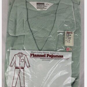 NEW Vintage Green Montgomery Ward Flannel Pajama Set PJs Mens L Long Sleeve Pant